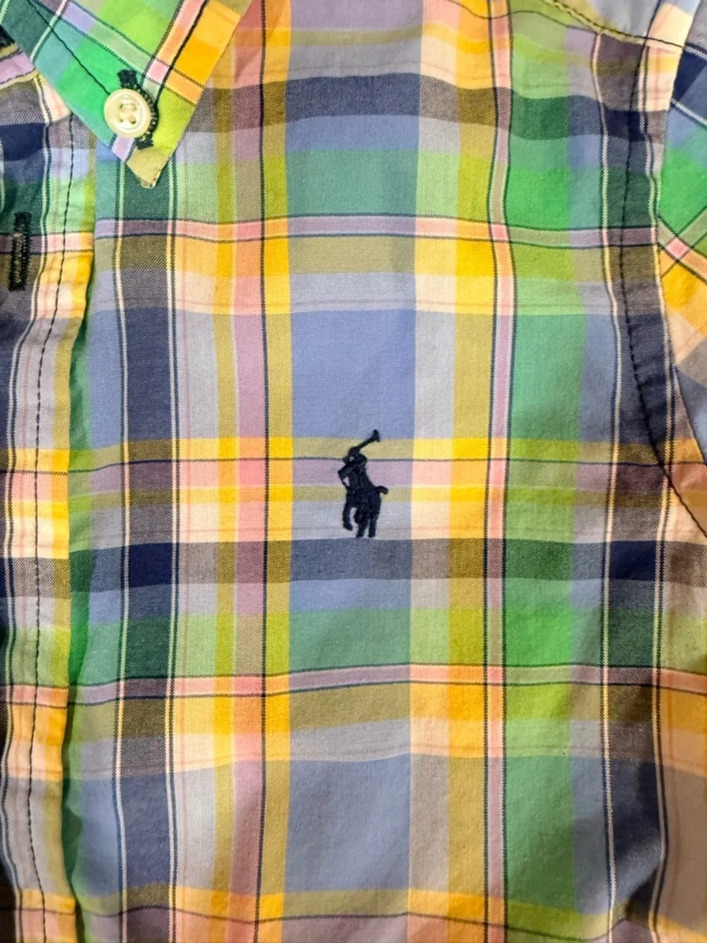 Ralph Lauren Blue, Green & Yellow Plaid Button-Down Shirt - Kids